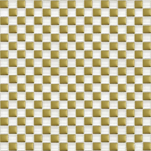 Мозаїка Grand Kerama 413 Шахматка Білий-Золото 30х30 см, фото 1