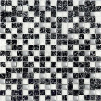 Мозаїка Grand Kerama 503-Мікс Чорний Колотий-Білий Колотий-Платіна 30х30 см, фото №1