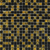 Мозаика Grand Kerama 913 Микс Черный-Золото Рифленое-Золото 30х30 см, фото №1