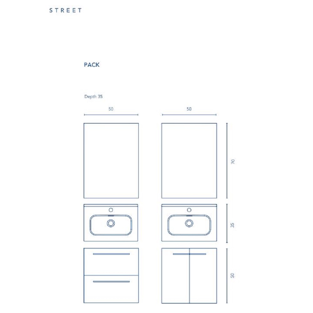 123150 STREET Pack Комплект меблів 50 White (тумба+раковина+дзерк) (1уп) (1 сорт)
