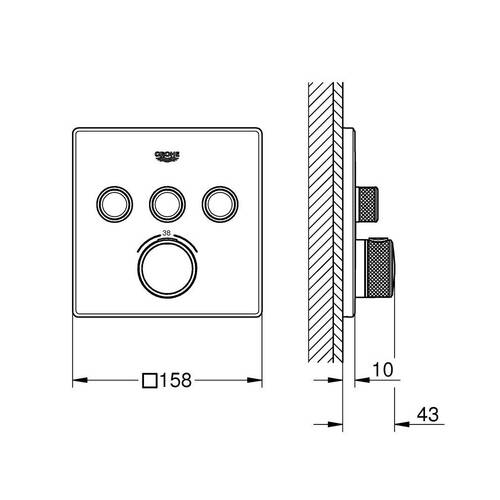 Смеситель скрытого монтажа для душа Grohe Grohtherm SmartControl 29121000 с термостатом, фото 3