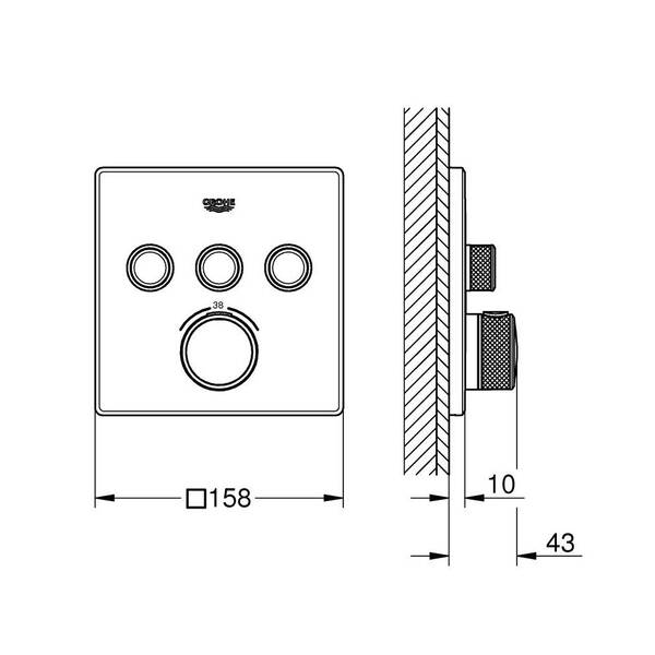 Смеситель скрытого монтажа для душа Grohe Grohtherm SmartControl 29121000 с термостатом, фото 3