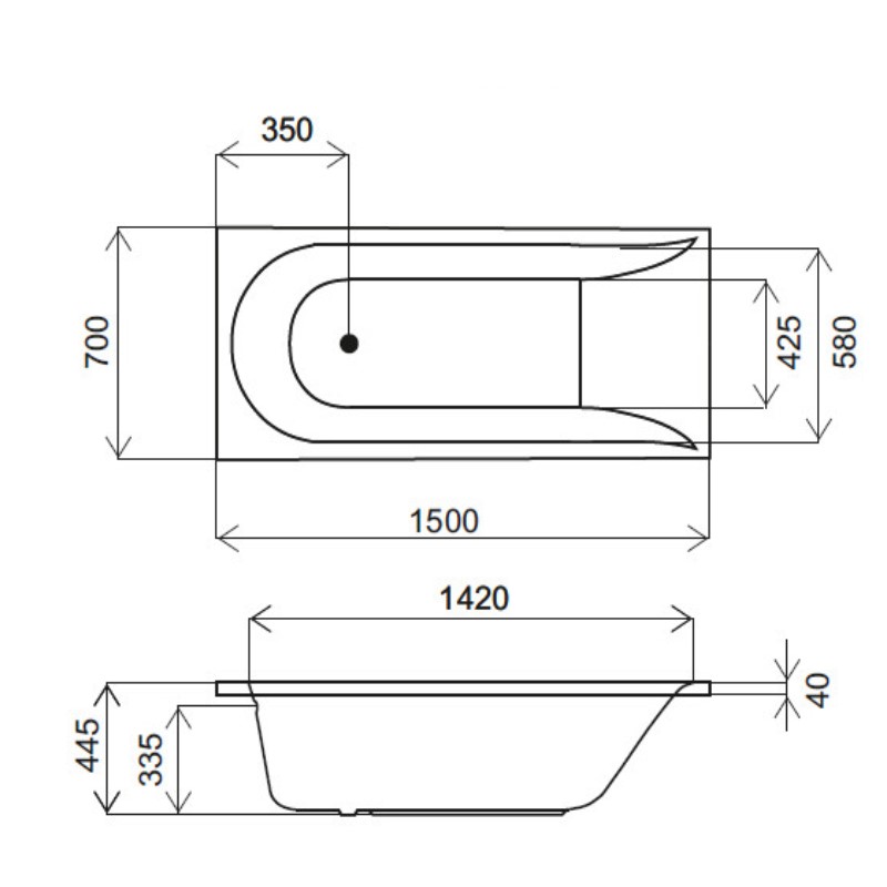 W72A-150-070W-A2 Spirit Ванна акрилова150x70 (1 сорт)