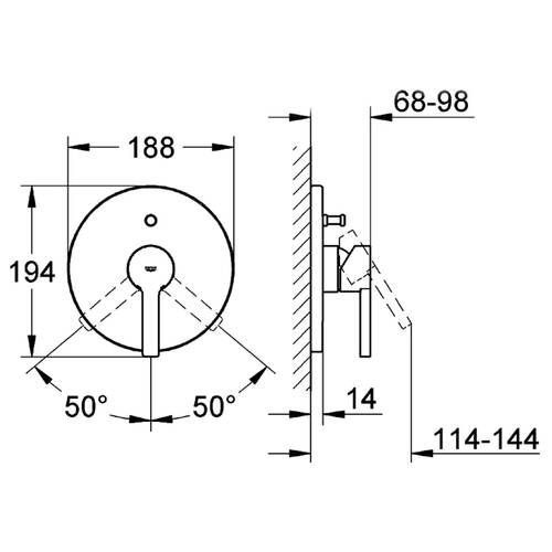 Смеситель скрытого монтажа для ванны/душа Grohe Lineare 19297000, фото 2