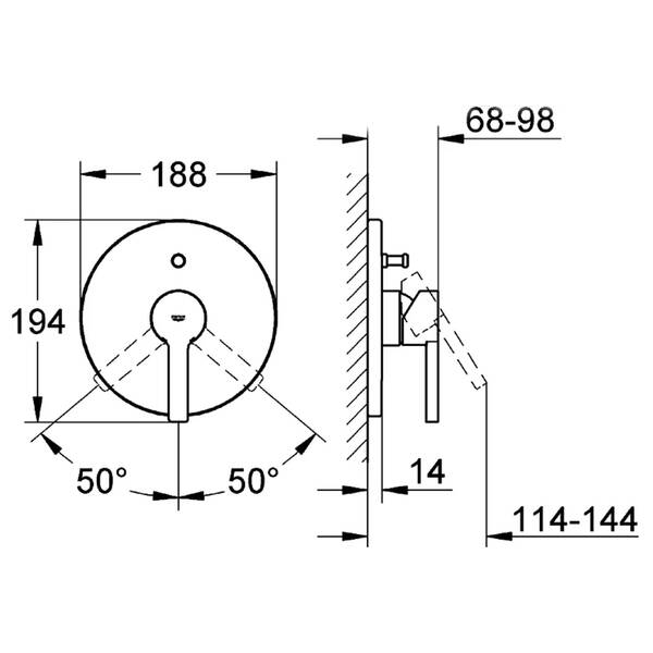 Смеситель скрытого монтажа для ванны/душа Grohe Lineare 19297000, фото 2