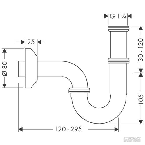 Сифон для раковины трубный Hansgrohe 53010000 хром, фото 2