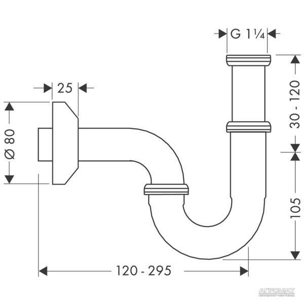 Сифон для раковины трубный Hansgrohe 53010000 хром, фото 2