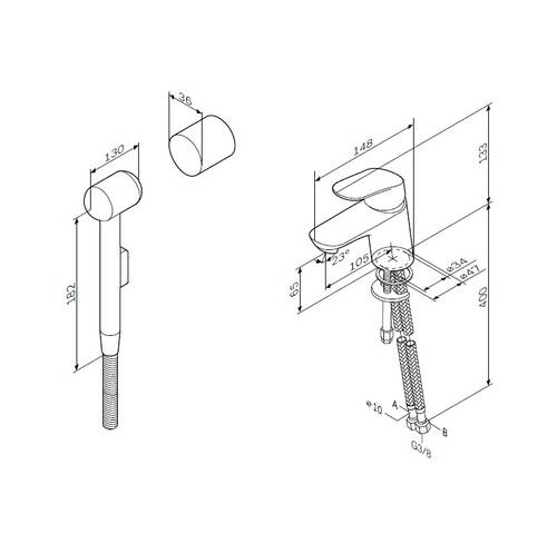 Смеситель для раковины AM.PM Like F8003000 с гигиеническим душем, фото 2