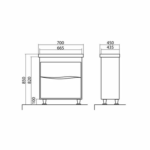 Тумба з раковиною Аква Родос Альфа 27100 Frame підлогова 70 см, фото 6