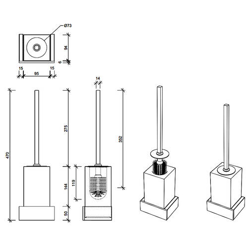 Щітка для унітаза Decor Walther Brick BK WBG 0591500 з тримачем, білий/хром, фото 2