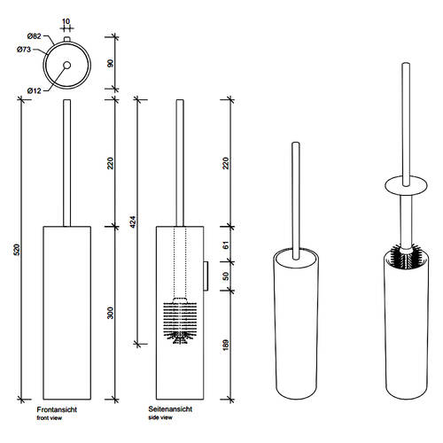 Щітка для унітаза Decor Walther Stone WBG 0970954 білий матовий/хром, фото 2
