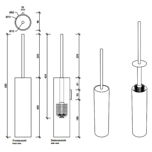 Щітка для унітаза Decor Walther Stone WBG 0970954 білий матовий/хром, фото 2