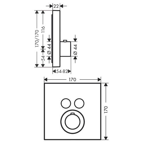 Смеситель скрытого монтажа Axor ShowerSelect 36715140 с термостатом, матовая бронза, фото 2