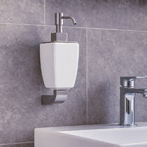 Дозатор для рідкого мила Gessi Mimi 33214-031 з тримачем хром/білий, фото №1