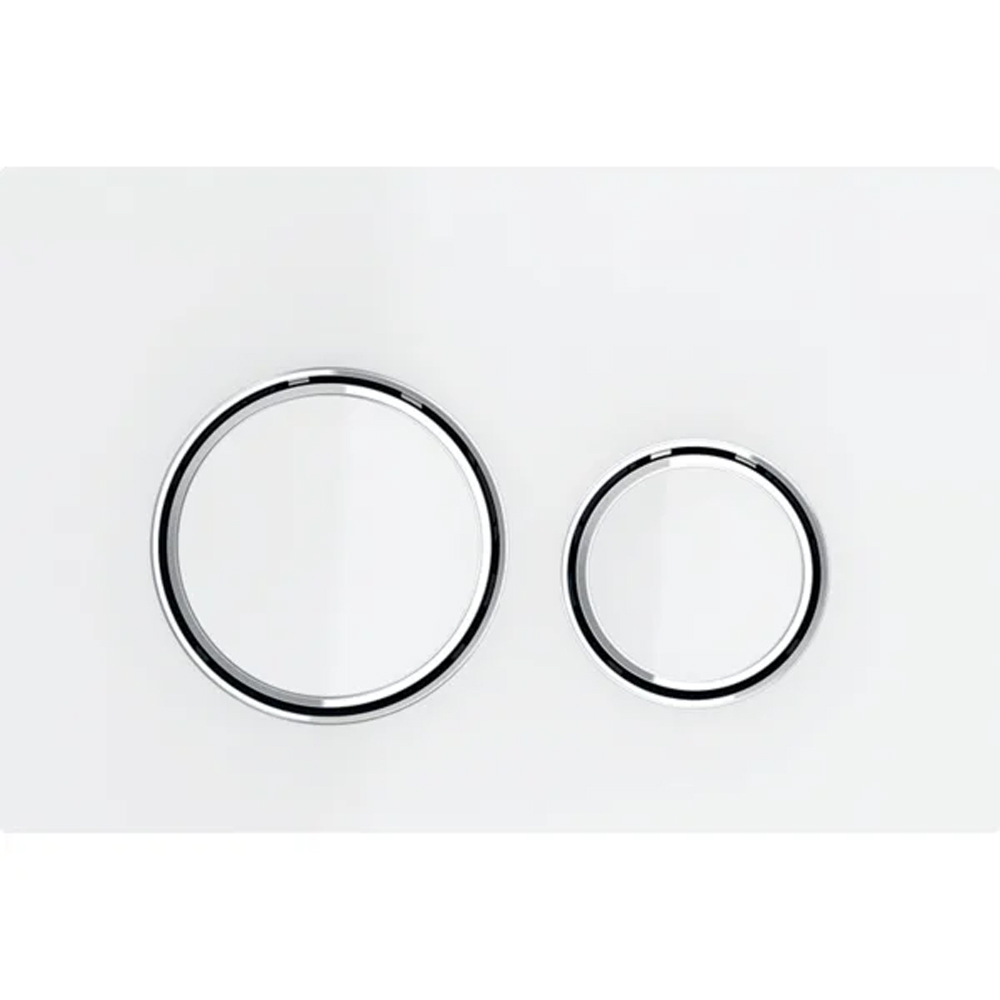115.884.SI.1 Sigma50 round Клавіша змиву, подвійний змив, біле скло (1 сорт)