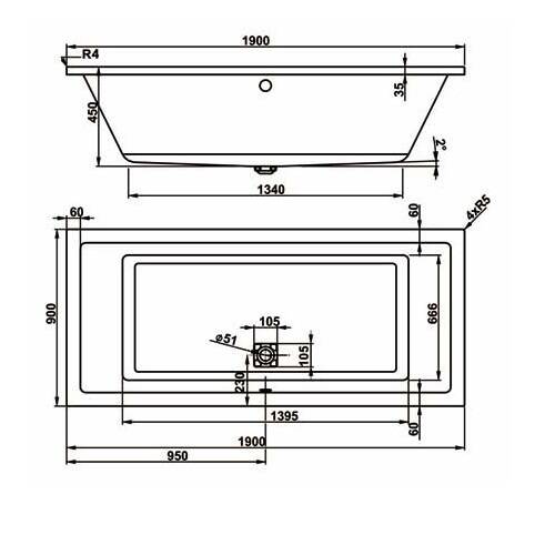 Ванна акриловая Vagnerplast Cavallo VPBA190CAV2X-01 190x90 см с ножками, фото 3