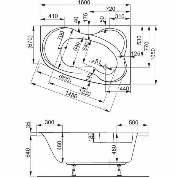 Ванна акрилова Vagnerplast VPBA163MEL3PX-04 160x100 см права з ніжками VPSET007, фото 2