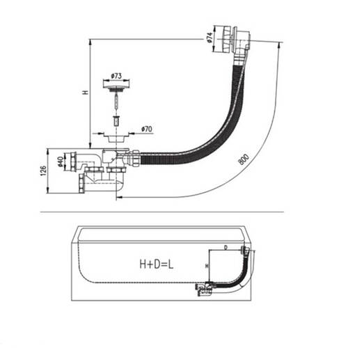 Сифон для ванни Devit 800471 800 мм, фото 2
