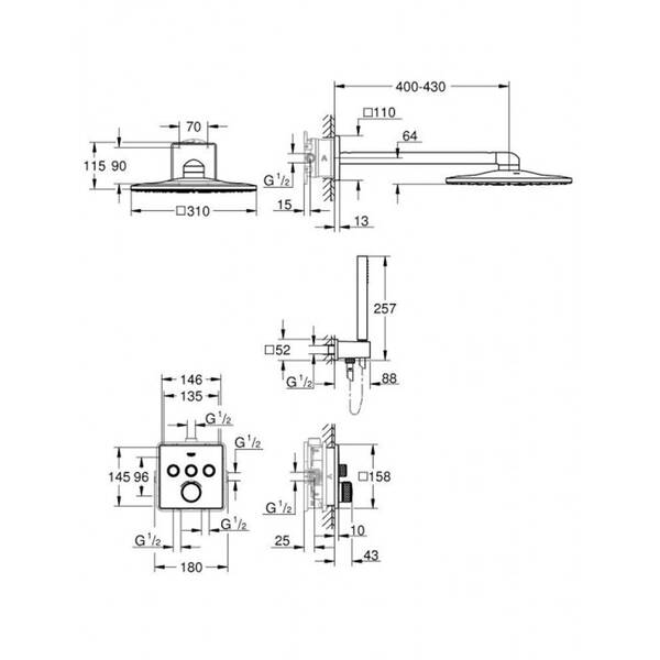 Душевая система скрытого монтажа Grohe Grohtherm SmartControl 3470600A с термостатом, фото 10