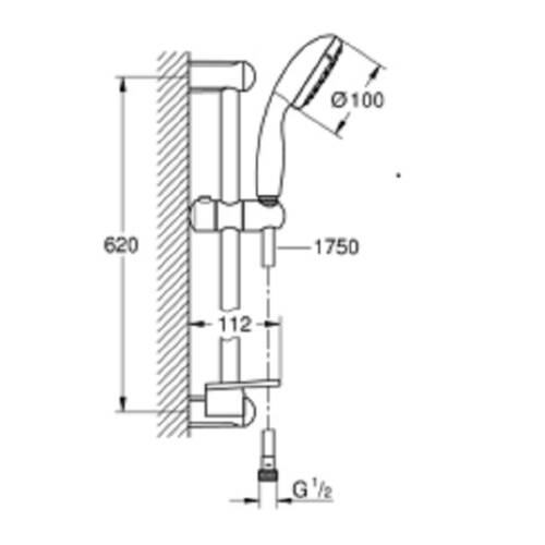 Душевой гарнитур, 2 режима струи Grohe New Tempesta 100 27926001, фото 2