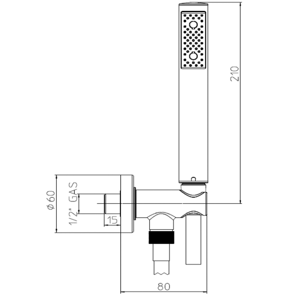 C12002C00073004 ZEN Душовий комплект зі шлангом 1500мм, чорниий мат (1 сорт)