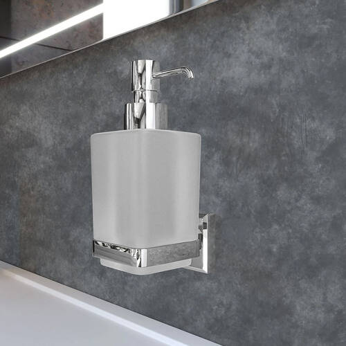 Дозатор для жидкого мыла Аква Родос Leonardo 9933А с держателем хром/белый, фото 1