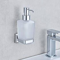 Дозатор для рідкого мила Аква Родос Leonardo 9933А з тримачем хром/білий, фото №4