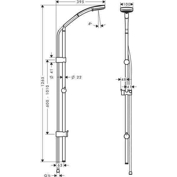 Душовий набір Hansgrohe Croma 27791000 100 Multi/Unica Reno Lift, фото 2