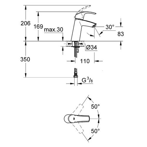 Смеситель для раковины Grohe Eurosmart 23324001, фото 2