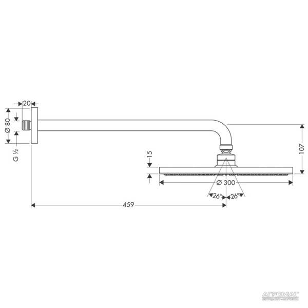 Верхній душ Hansgrohe Raindance S 27492000, фото 3