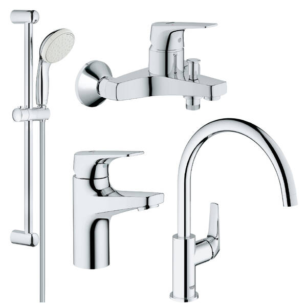 Набор смесителей для ванны и кухни Grohe Bau Flow 121640K (4 в 1), фото 1