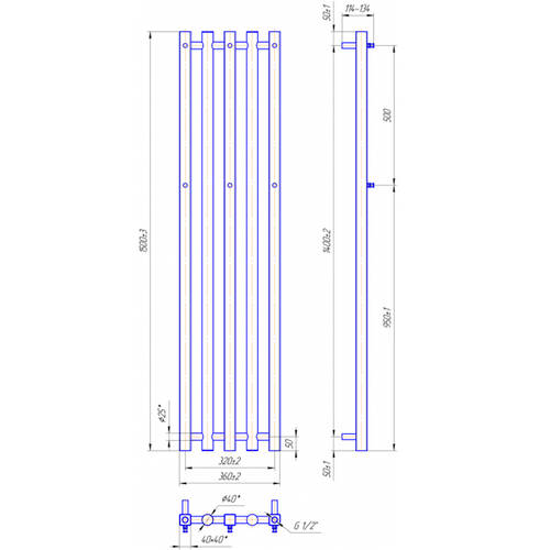 Рушникосушарка комбінована з теном Mario Бітуб 1500х360/320 мм хром (ТЕН TERMA КТХ 300W, блок управління TERMA КТХ 4S), фото 4