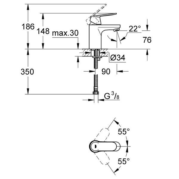 Змішувач для раковини Grohe Eurosmart Cosmopolitan 32824000, фото 3
