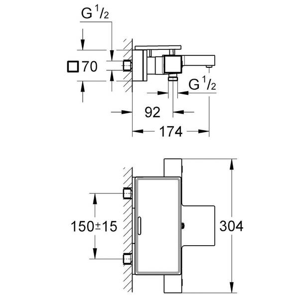 Змішувач для ванни Grohe Grohtherm Cube 34502000 з термостатом, фото 2