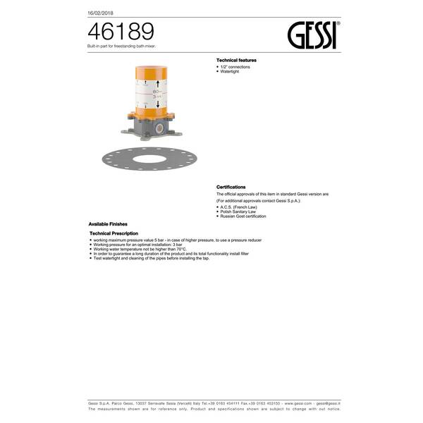 Прихована частина змішувача для ванни з підлоги Gessi Eleganza 46189-031, фото 3