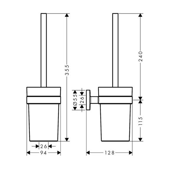 Щітка для унітазу Hansgrohe Logis Universal 41722000 з тримачем хром/білий, фото 2