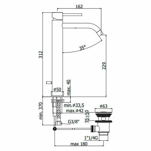 Смеситель для раковины высокий Paffoni Light LIG081NO черный матовый, фото 2