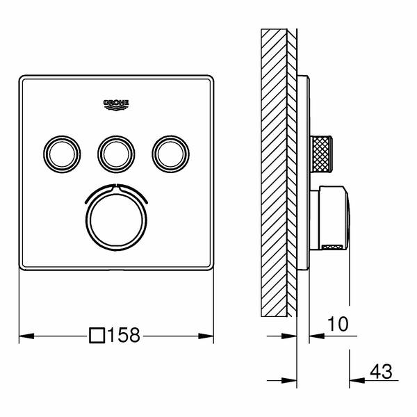 Змішувач прихованого монтажу для душу Grohe SmartControl 29149000 зовнішня частина, фото 3