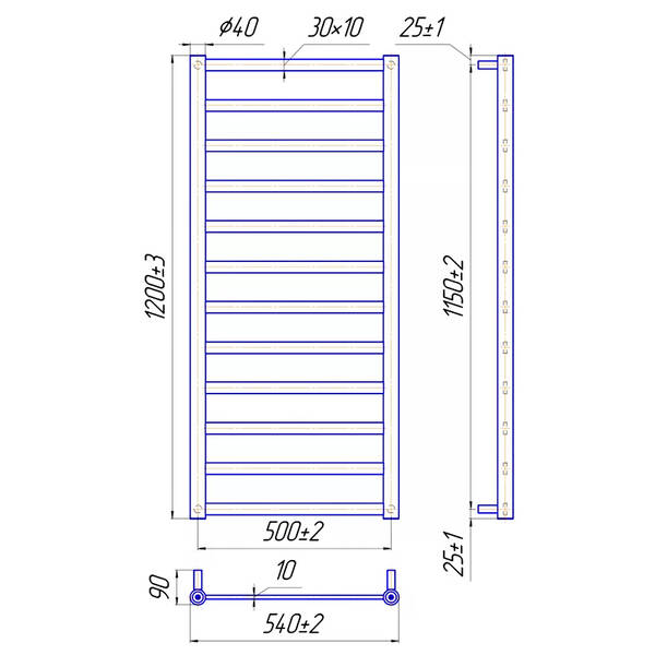 Рушникосушарка водяна Mario Модена 1200х540/500 1200х540 мм полірована нержавіюча сталь, фото 3