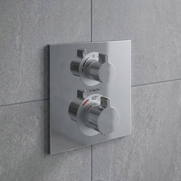Змішувач прихованого монтажу для душу Hansgrohe Ecostat Square 15714000 з термостатом, фото 1