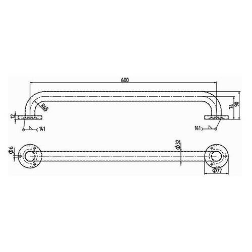 Поручень Kolo Lehnen Concept L60006000 прямой 60 см, нержавеющая сталь, фото 2