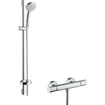 Змішувач для душу термостатичний Hansgrohe Croma 100 Vario/Ecostat Comfort 27035000 з душовим набором і штангою, хром, фото №1