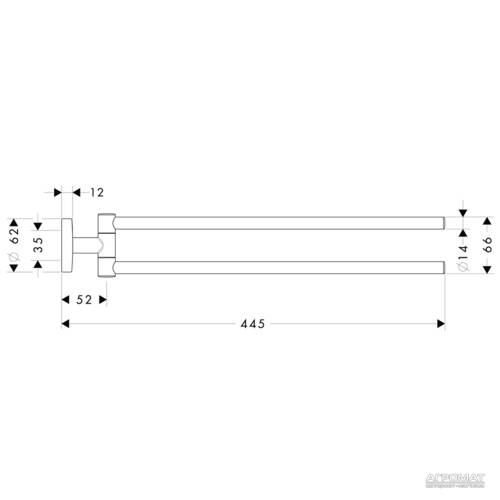 Тримач для рушників Hansgrohe Logis 40512000 подвійний динамічний хром, фото 2