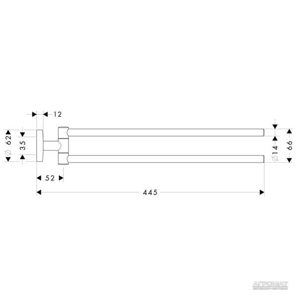 Тримач для рушників Hansgrohe Logis 40512000 подвійний динамічний хром, фото 2
