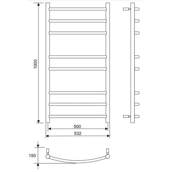 Полотенцесушитель комбинированный Pax Cello 24-4701 530x1000 мм хром 125 Вт, фото 3