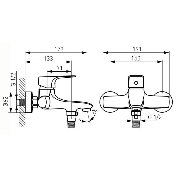 Смеситель для ванны Ferro Tiga VerdeLine BTG1VL, фото 2