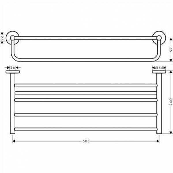 Тримач для рушників Hansgrohe Logis Universal 41720000 з полицею хром, фото 2