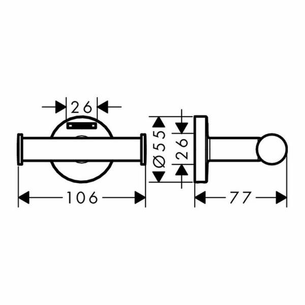 Крючок Hansgrohe Logis Universal 41725000 двойной хром, фото 3
