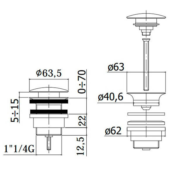 Донний клапан для раковини Paffoni ZSCA 050 CR click/clack хром, фото 2