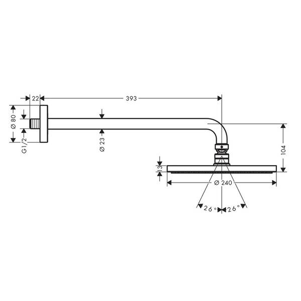 Верхний душ Hansgrohe Raindance S 240 1 jet P PowderRain 27607000, фото 3